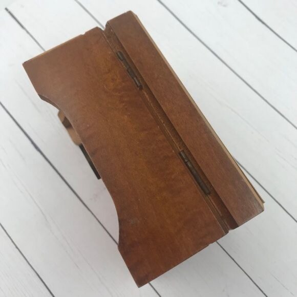 Reuge Swiss Music Box Boy Playing Horn for Bird Image on Top Wood Footed Hinged - Picture 7 of 13